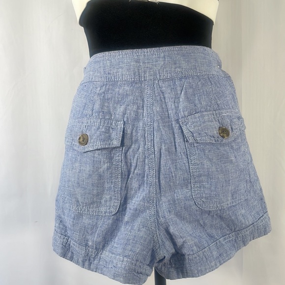 Express sailor shorts,light blue,Linen cotton blend, front buttons, size 4 - Picture 3 of 9